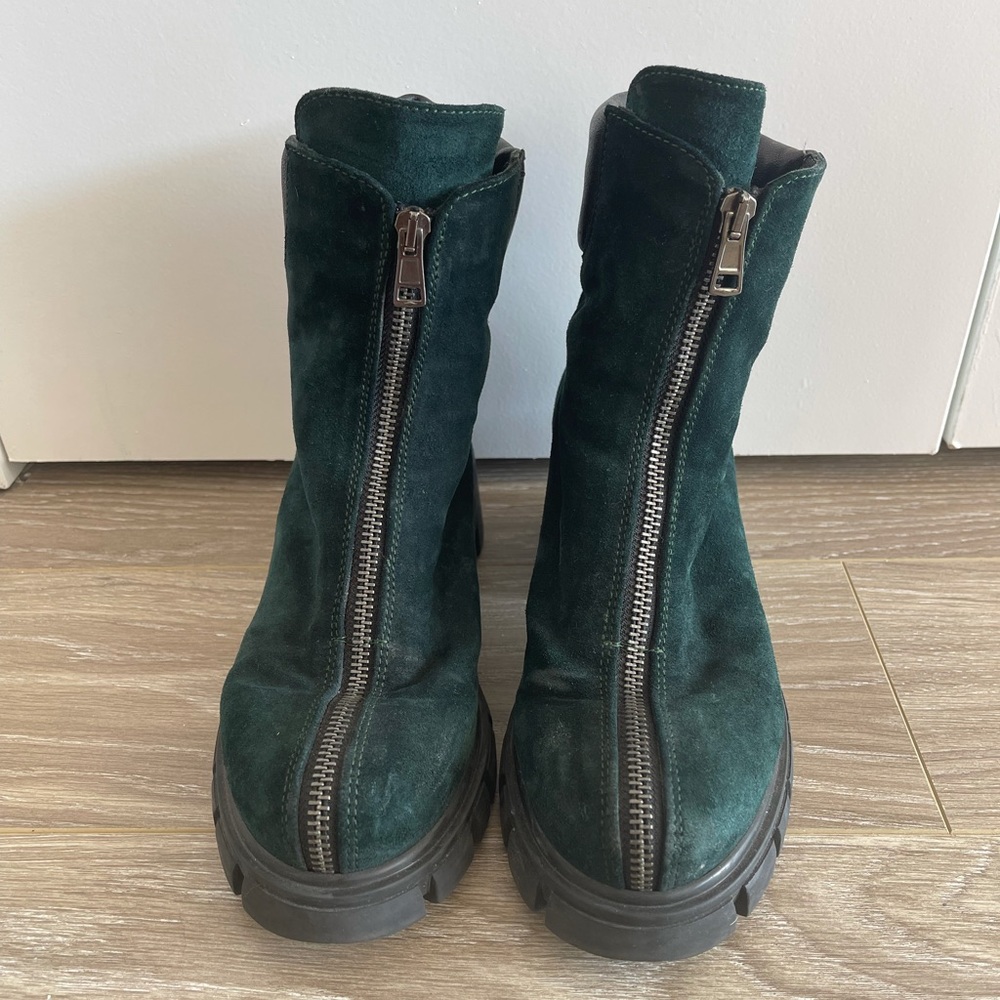 Italian made chunky green ankle booties